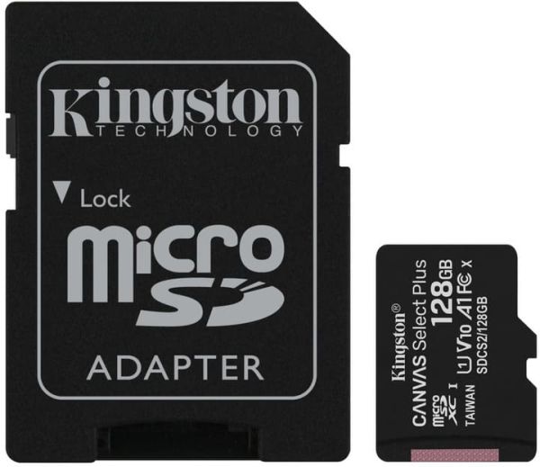 Карта пам'яті Kingston microSDXC 128GB Canvas Select Plus Class 10 UHS-I U1 V10 A1 + SD-адаптер (SDCS2/128GB)