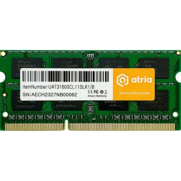 модуль пам'яті 8Gb DDR3 1600MHz sodimm 1.35V ATRIA UAT31600CL11SLK1/8