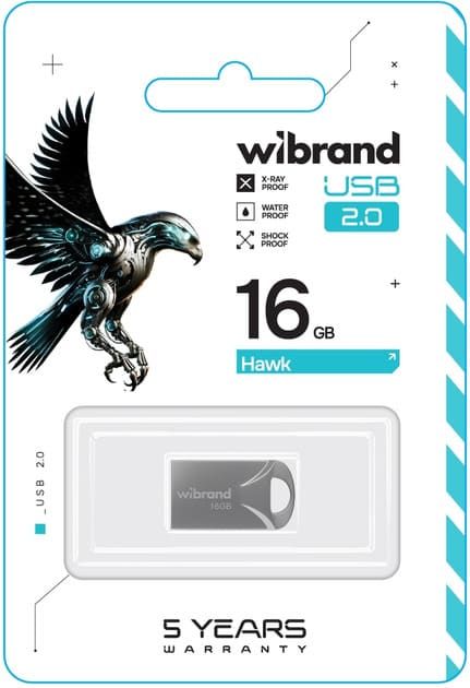 Флеш пам'ять USB Wibrand Hawk 16GB USB 2.0 Silver (WI2.0/HA16M1S)