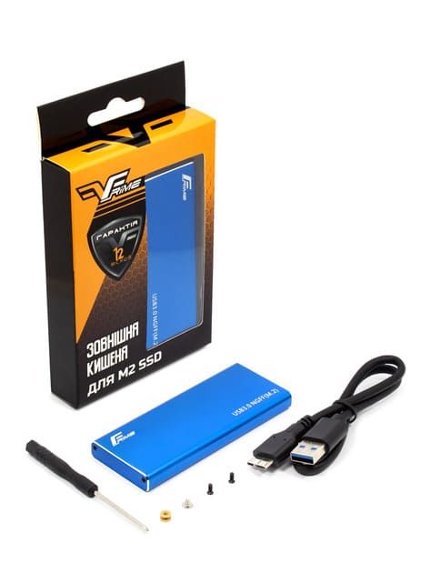 Кишеня для жорстких дисків Frime (FHE202.M2U30) для M.2 SATA NGFF USB 3.0 Metal Blue