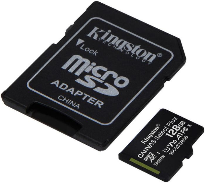 Карта пам'яті Kingston microSDXC 128GB Canvas Select Plus Class 10 UHS-I U1 V10 A1 + SD-адаптер (SDCS2/128GB)