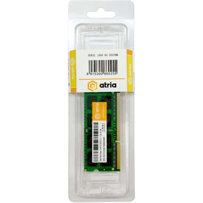 модуль пам'яті 8Gb DDR3 1600MHz sodimm 1.35V ATRIA UAT31600CL11SLK1/8