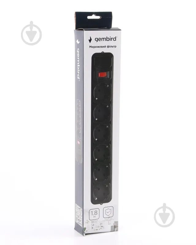 Фильтр Gembird (SPG6-G-6B) ,черный, 1,8 м кабель, 6 розеток