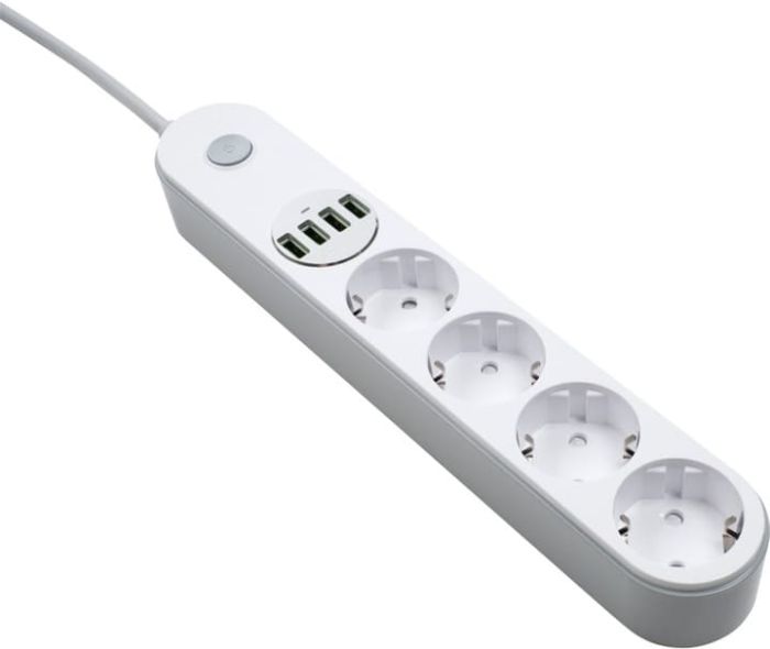 Фильтр СolorWay 4 розетки/4USB White 2M