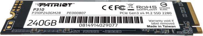 SSD диск Patriot P310 240GB M.2 2280 NVMe PCIe 3.0 x4 3D NAND TLC (P310P240GM28)