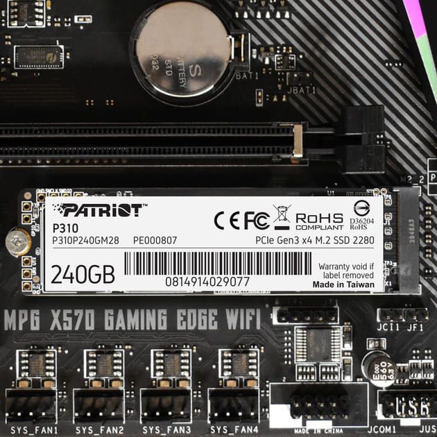 SSD диск Patriot P310 240GB M.2 2280 NVMe PCIe 3.0 x4 3D NAND TLC (P310P240GM28)