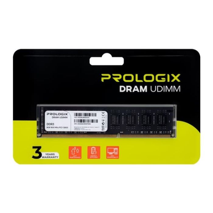 Оперативна пам'ять Prologix DDR3-1600 8192 MB PC3-12800 (PRO8GB1600D3)