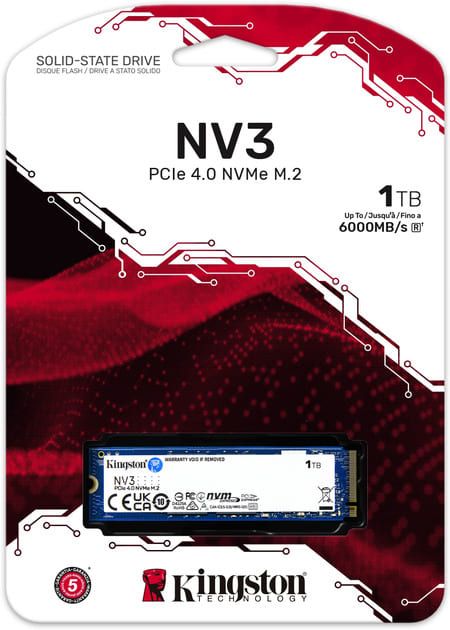 SSD накопичувач Kingston 1TB M.2 NVMe NV3 M.2 2280 PCIe Gen4.0 x4 (SNV3S/1000G)
