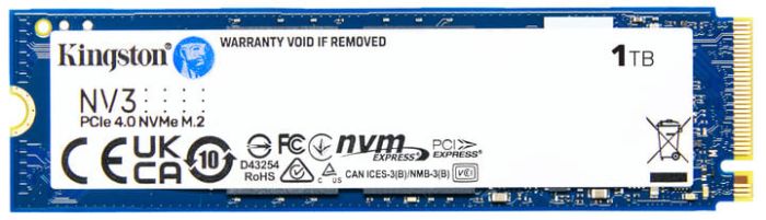 SSD накопичувач Kingston 1TB M.2 NVMe NV3 M.2 2280 PCIe Gen4.0 x4 (SNV3S/1000G)