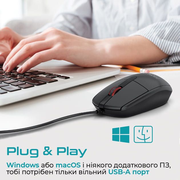 Мишка Promate CM-1200 USB Black (CM-1200.BLACK)