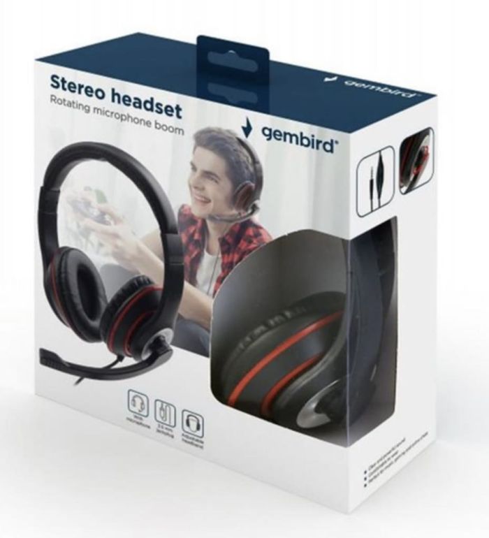 Навушники Gembird MHS-03-BKRD Black/Red