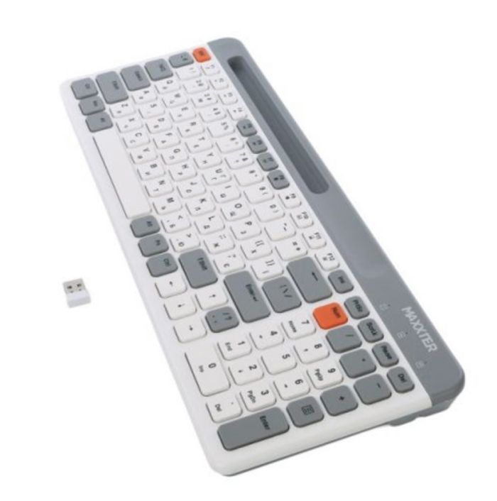 Клавіатура бездротова Maxxter KBW-02G-UA White/Grey