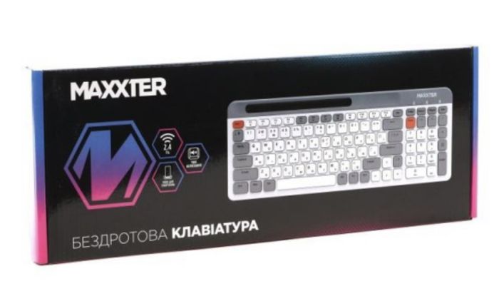 Клавіатура бездротова Maxxter KBW-02G-UA White/Grey